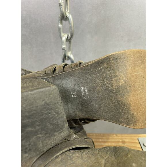 Free People Boot Carrera Women's Leather Woven Ankle Zip 38 - Picture 6 of 7